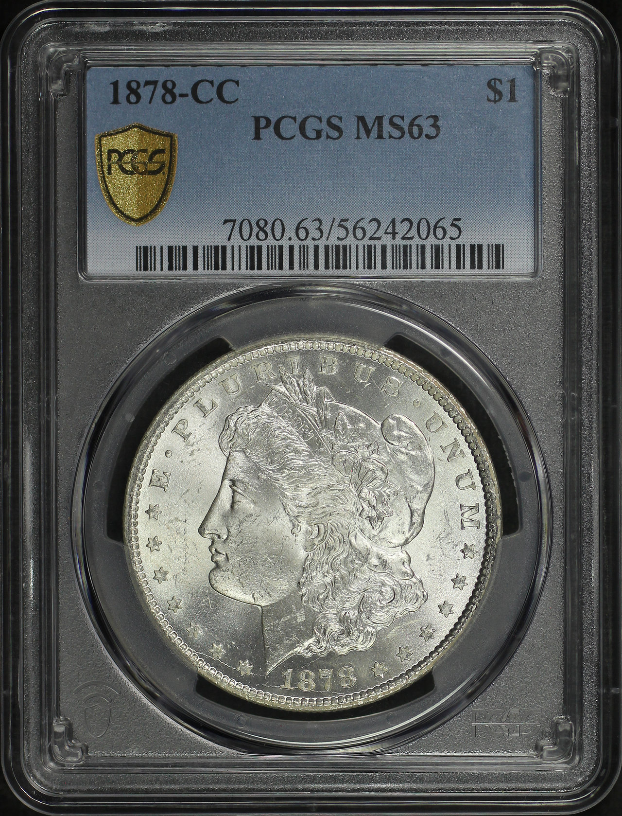 Obverse of this 1878-CC Morgan Dollar PCGS MS-63