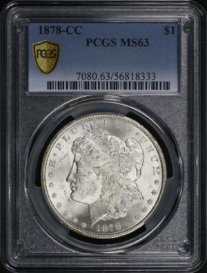 Obverse of this 1878-CC Morgan Dollar PCGS MS-63