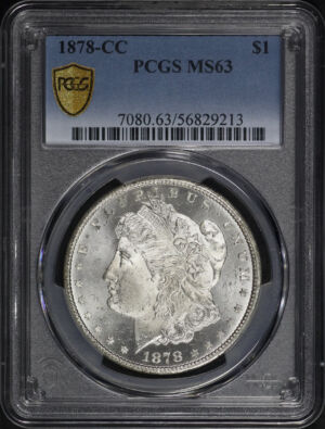 Obverse of this 1878-CC Morgan Dollar PCGS MS-63