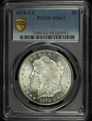 Obverse of this 1878-CC Morgan Dollar PCGS MS-63