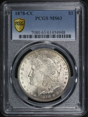 Obverse of this 1878-CC Morgan Dollar PCGS MS-63