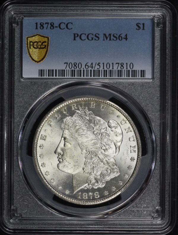 Obverse of this 1878-CC Morgan Dollar PCGS MS-64