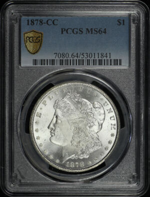 Obverse of this 1878-CC Morgan Dollar PCGS MS-64