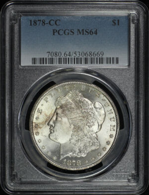 Obverse of this 1878-CC Morgan Dollar PCGS MS-64