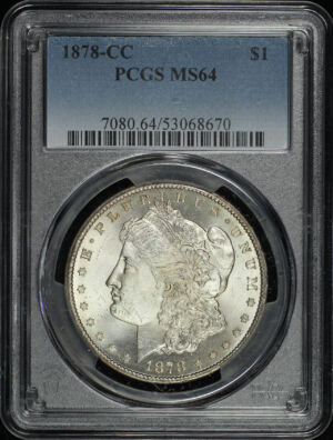 Obverse of this 1878-CC Morgan Dollar PCGS MS-64