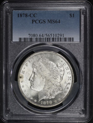Obverse of this 1878-CC Morgan Dollar PCGS MS-64