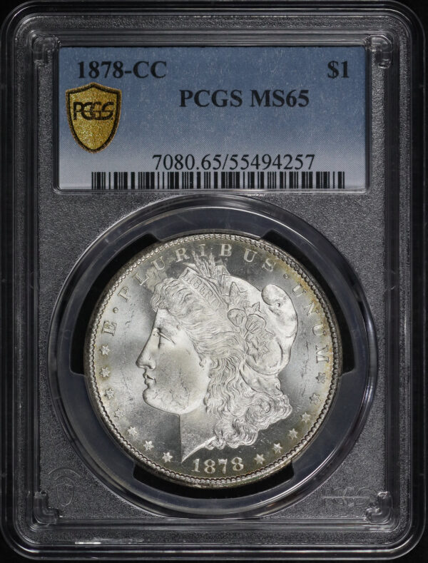 Obverse of this 1878-CC Morgan Dollar PCGS MS-65