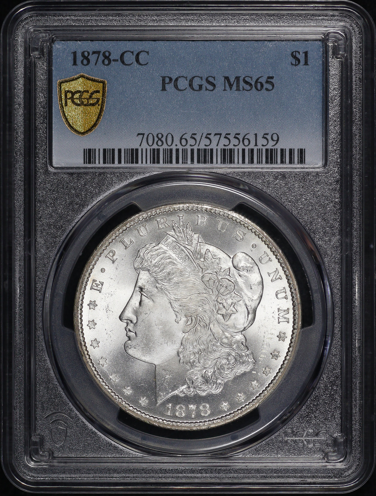 Obverse of this 1878-CC Morgan Dollar PCGS MS-65
