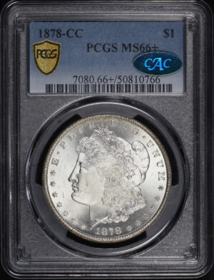 Obverse of this 1878-CC Morgan Dollar PCGS MS-66+ CAC