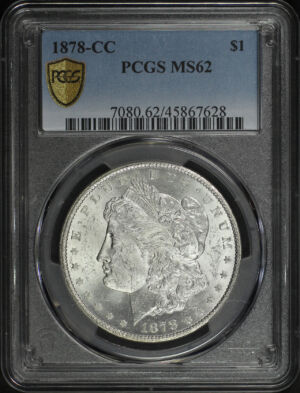 Obverse of this 1878-CC Morgan Dollar PCGS MS-62