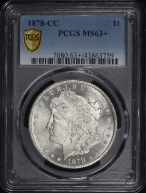 Obverse of this 1878-CC Morgan Dollar PCGS MS-63+