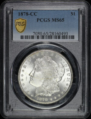 Obverse of this 1878-CC Morgan Dollar PCGS MS-65