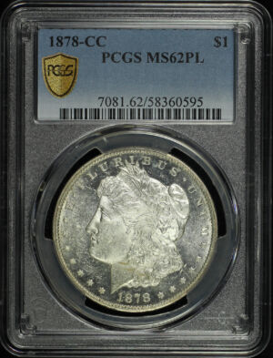 Obverse of this 1878-CC Morgan Dollar PCGS MS-62 PL