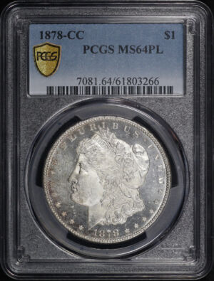 Obverse of this 1878-CC Morgan Dollar PCGS MS-64 PL