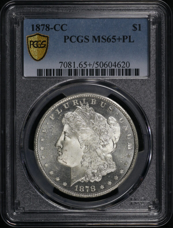 Obverse of this 1878-CC Morgan Dollar PCGS MS-65+ PL