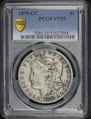 Obverse of this 1879-CC Morgan Dollar PCGS VF-25