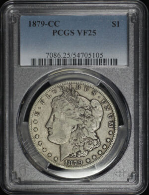 Obverse of this 1879-CC Morgan Dollar PCGS VF-25