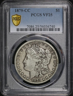 Obverse of this 1879-CC Morgan Dollar PCGS VF-25