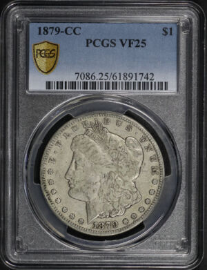 Obverse of this 1879-CC Morgan Dollar PCGS VF-25