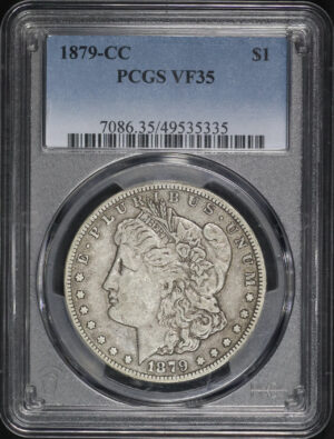 Obverse of this 1879-CC Morgan Dollar PCGS VF-35