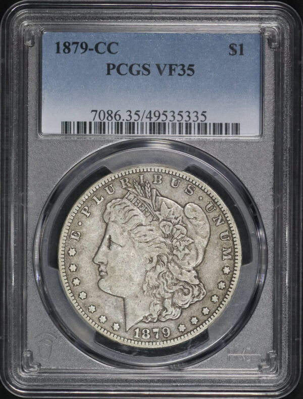 Obverse of this 1879-CC Morgan Dollar PCGS VF-35