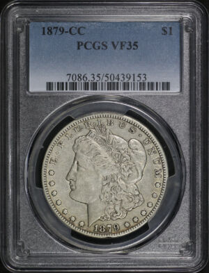 Obverse of this 1879-CC Morgan Dollar PCGS VF-35