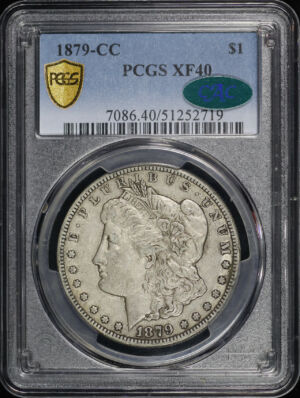 Obverse of this 1879-CC Morgan Dollar PCGS XF-40 CAC