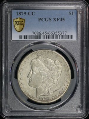 Obverse of this 1879-CC Morgan Dollar PCGS XF-45