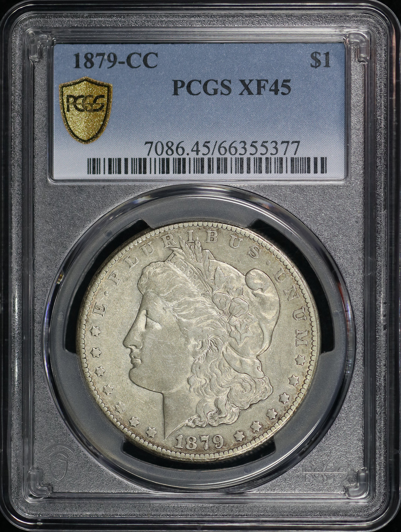 Obverse of this 1879-CC Morgan Dollar PCGS XF-45