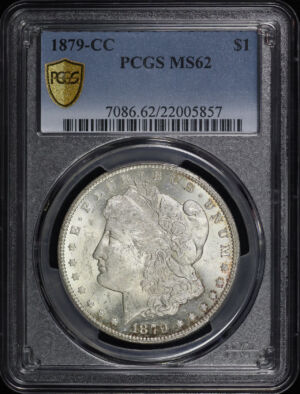 Obverse of this 1879-CC Morgan Dollar PCGS MS-62