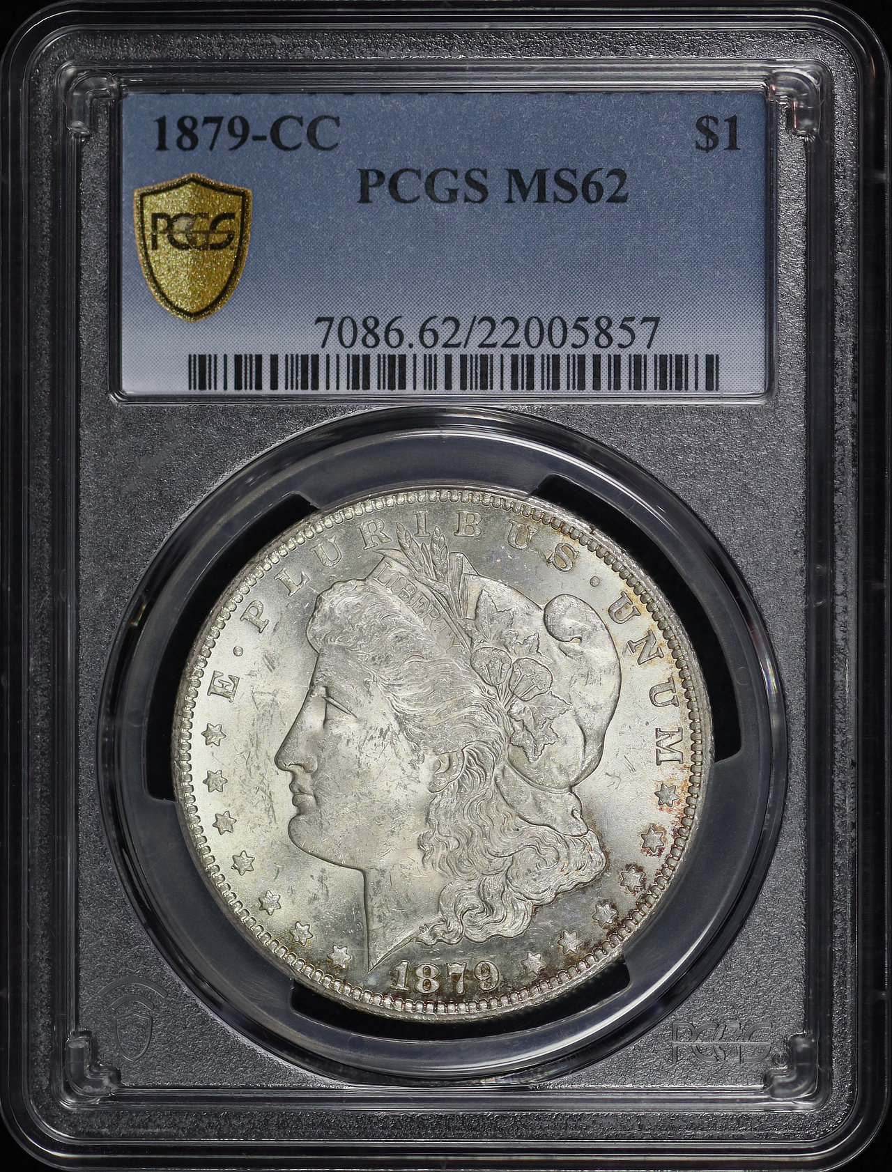 Obverse of this 1879-CC Morgan Dollar PCGS MS-62