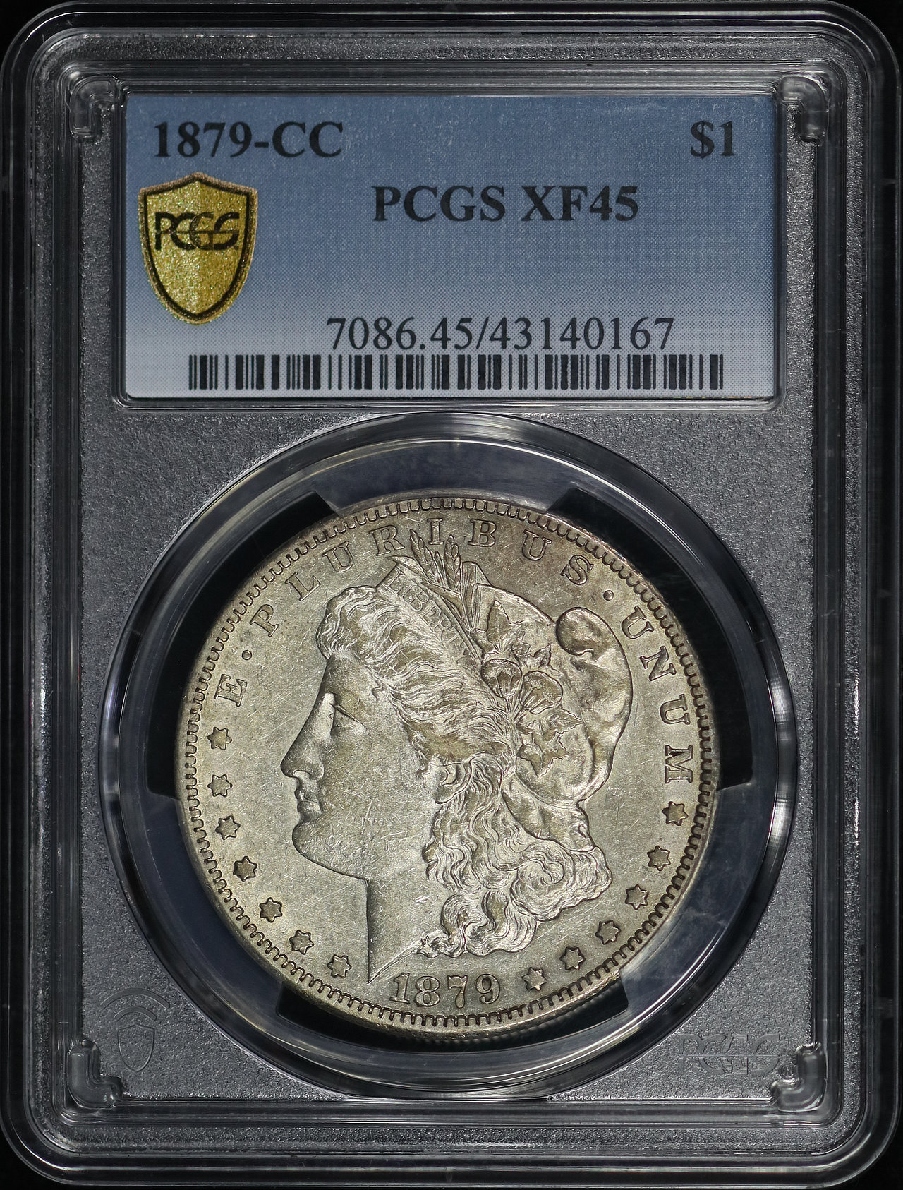 Obverse of this 1879-CC Morgan Dollar PCGS XF-45