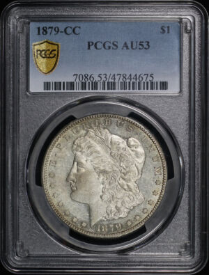 Obverse of this 1879-CC Morgan Dollar PCGS AU-53