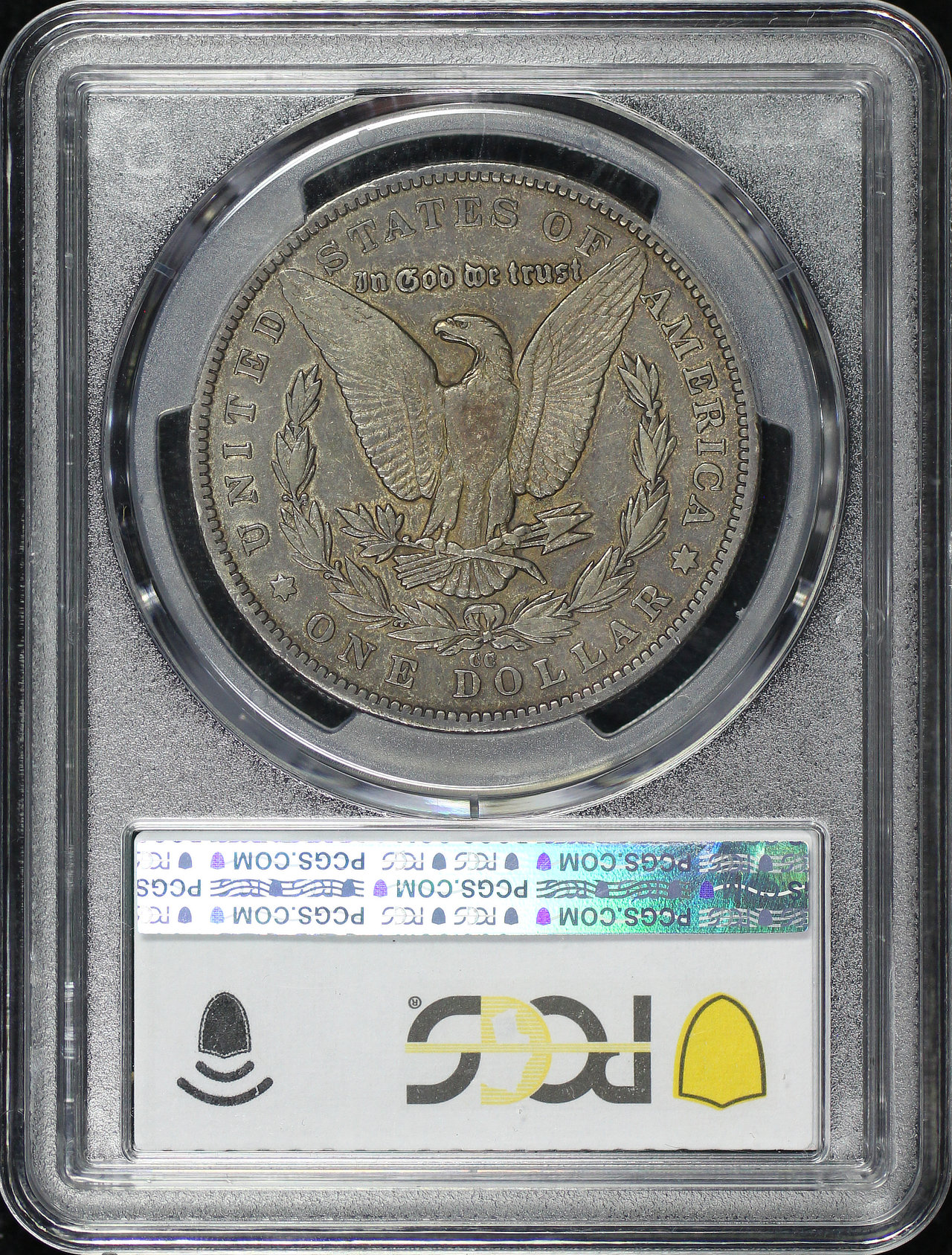 Reverse of this 1879-CC Morgan Dollar Capped Die PCGS VF-25