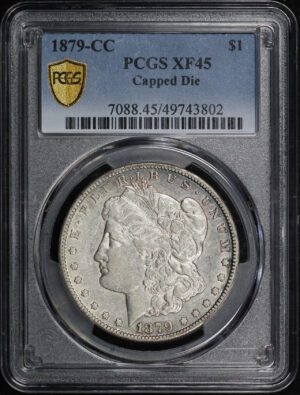Obverse of this 1879-CC Capped Die Morgan Dollar PCGS XF-45