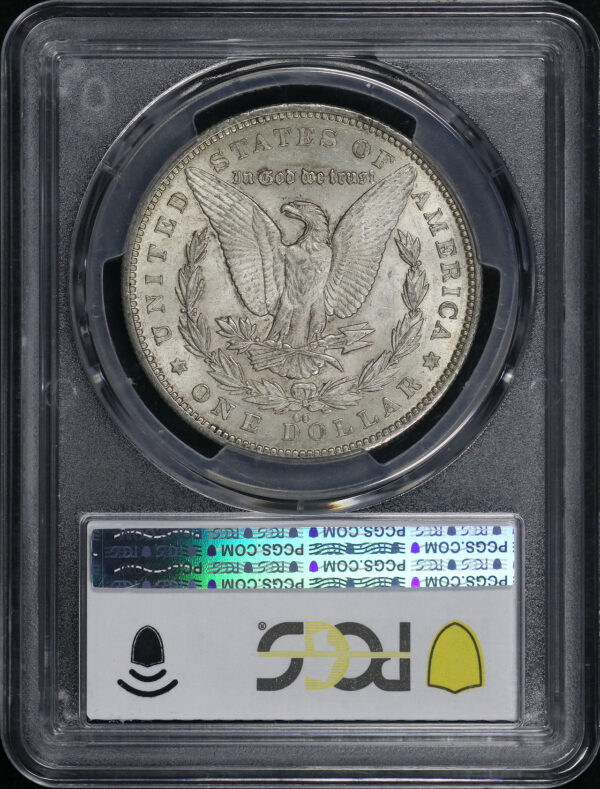 Reverse of this 1879-CC Morgan Dollar Capped Die PCGS AU-58 CAC