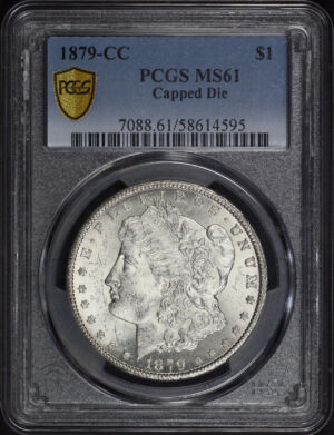 Obverse of this 1879-CC Morgan Dollar Capped Die PCGS MS-61