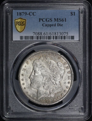 Obverse of this 1879-CC Capped Die Morgan Dollar PCGS MS-61