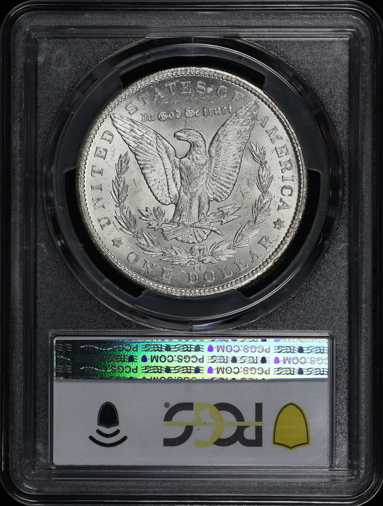 Reverse of this 1879-CC Morgan Dollar Capped Die PCGS MS-63
