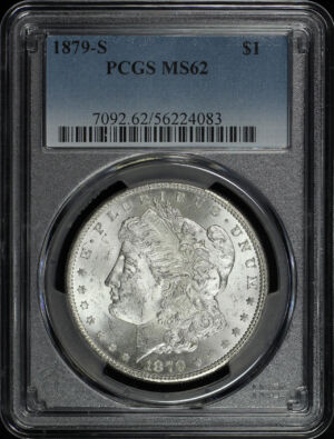 Obverse of this 1879-S Morgan Dollar PCGS MS-62