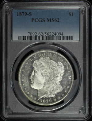 Obverse of this 1879-S Morgan Dollar PCGS MS-62