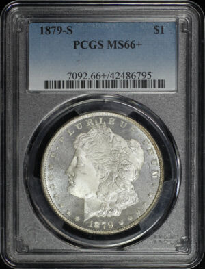 Obverse of this 1879-S Morgan Dollar PCGS MS-66+