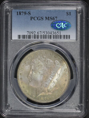 Obverse of this 1879-S Morgan Dollar PCGS MS-67 CAC
