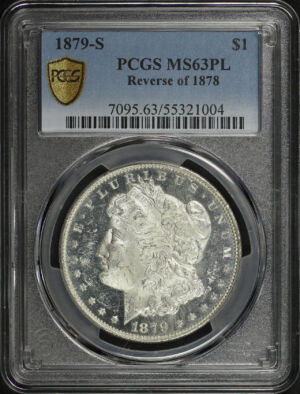 Obverse of this 1879-S Morgan Dollar Reverse of 1878 PCGS MS-63 PL