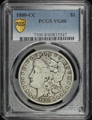 Obverse of this 1880-CC Morgan Dollar PCGS VG-08