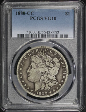 Obverse of this 1880-CC Morgan Dollar PCGS VG-10