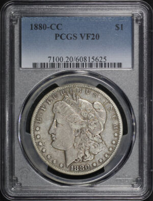 Obverse of this 1880-CC Morgan Dollar PCGS VF-20