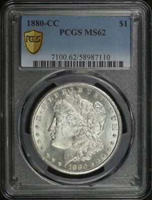 Obverse of this 1880-CC Morgan Dollar PCGS MS-62