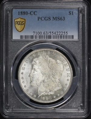 Obverse of this 1880-CC Morgan Dollar PCGS MS-63