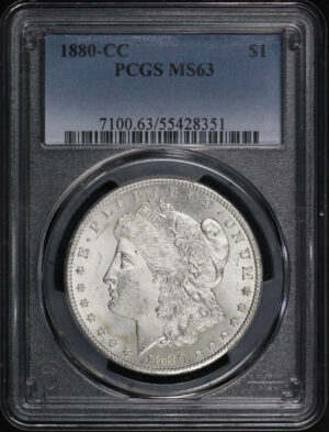 Obverse of this 1880-CC Morgan Dollar PCGS MS-63